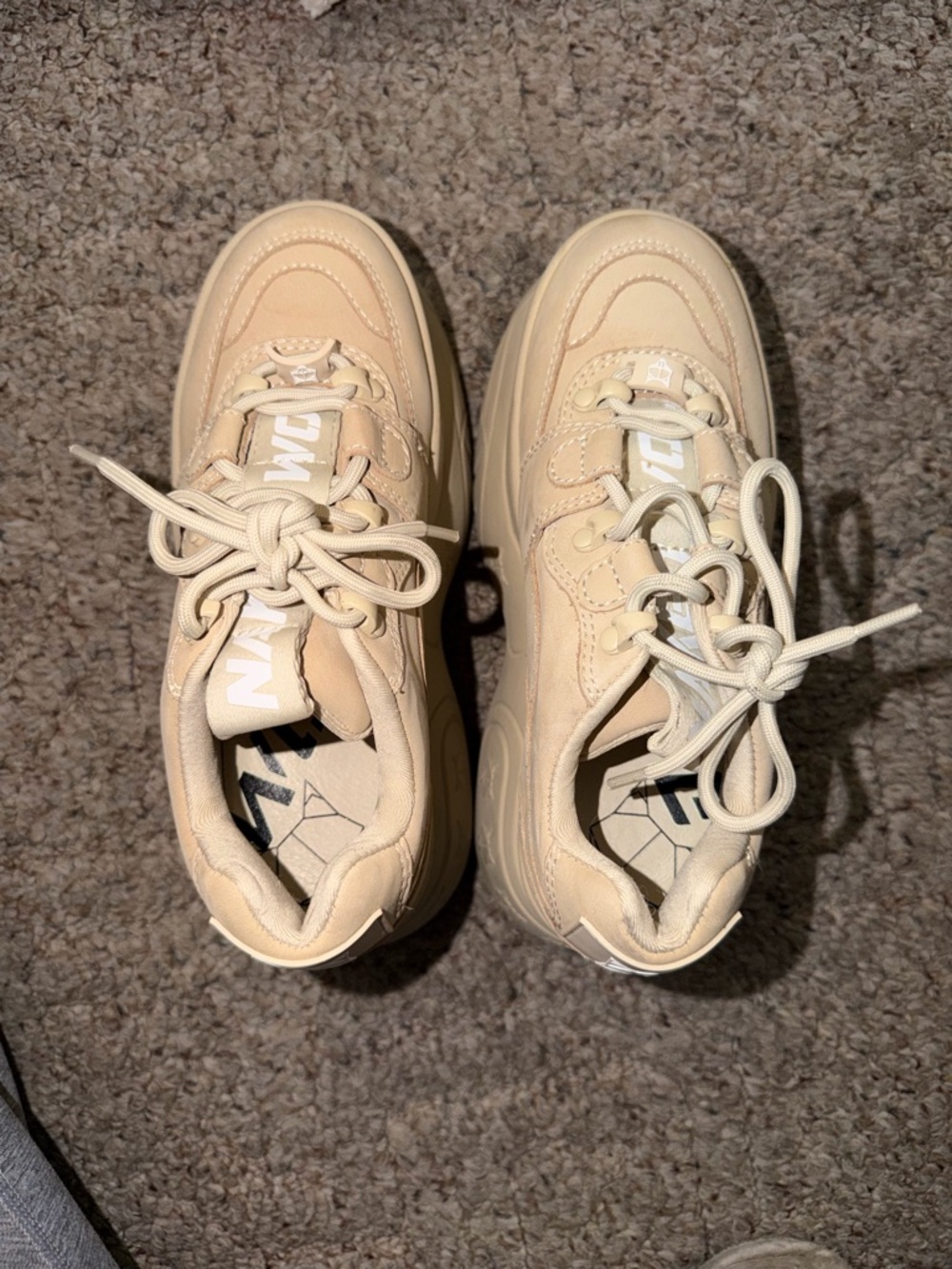 Naked Wolfe Beige Lace-Up Sneakers with Black Insole Logo
